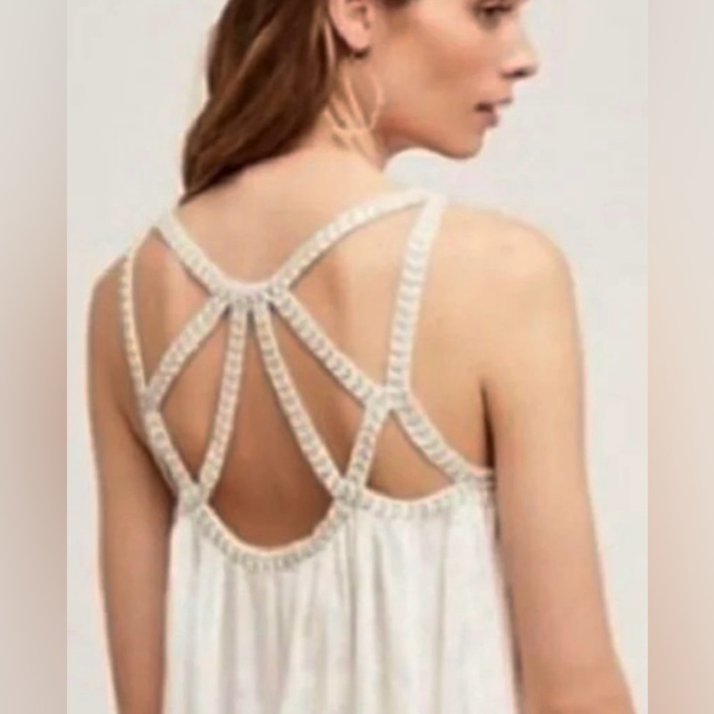 Anthropologie Cream Strappy Back Tank Top